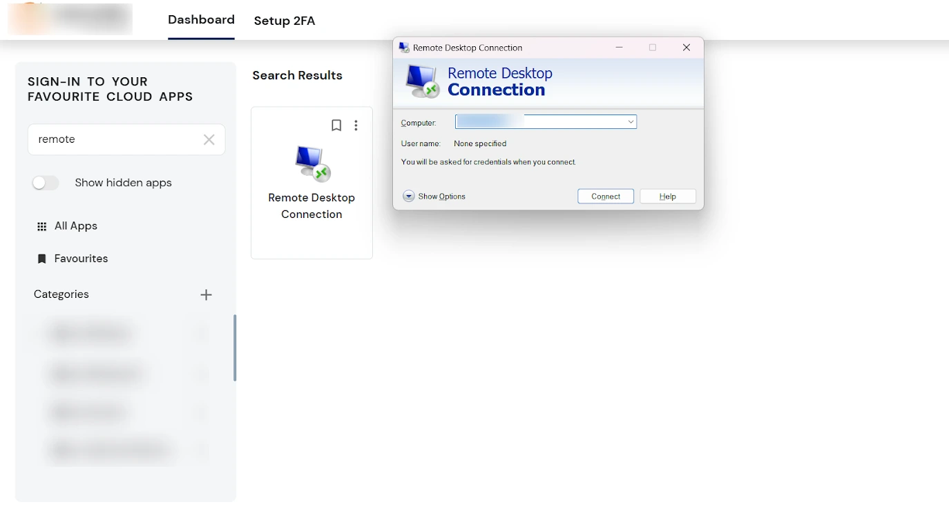 Thick Client SSO: Enter details