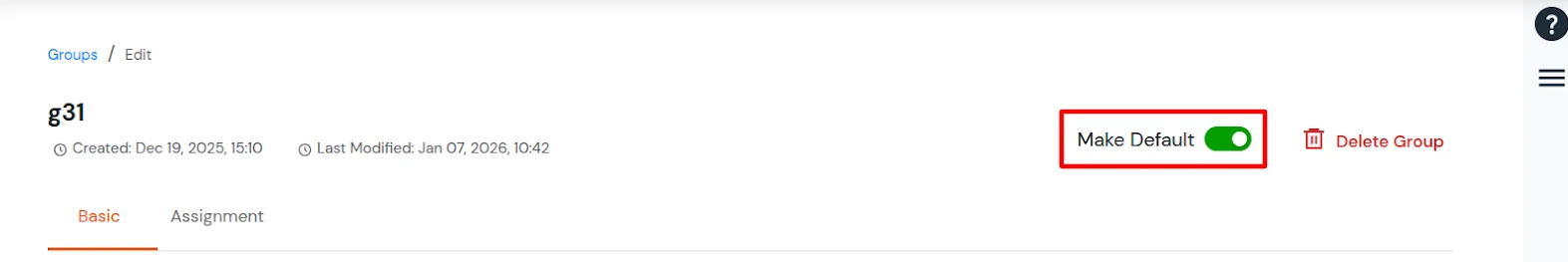 miniOrange Identity Platform Admin Handbook: Make Default toggle