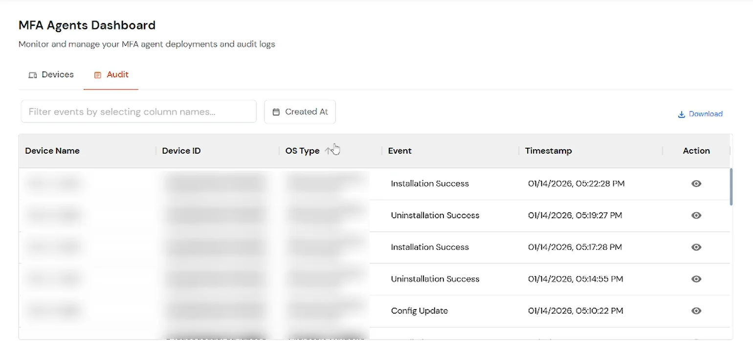 miniOrange Identity Platform Admin Handbook: Audit tab