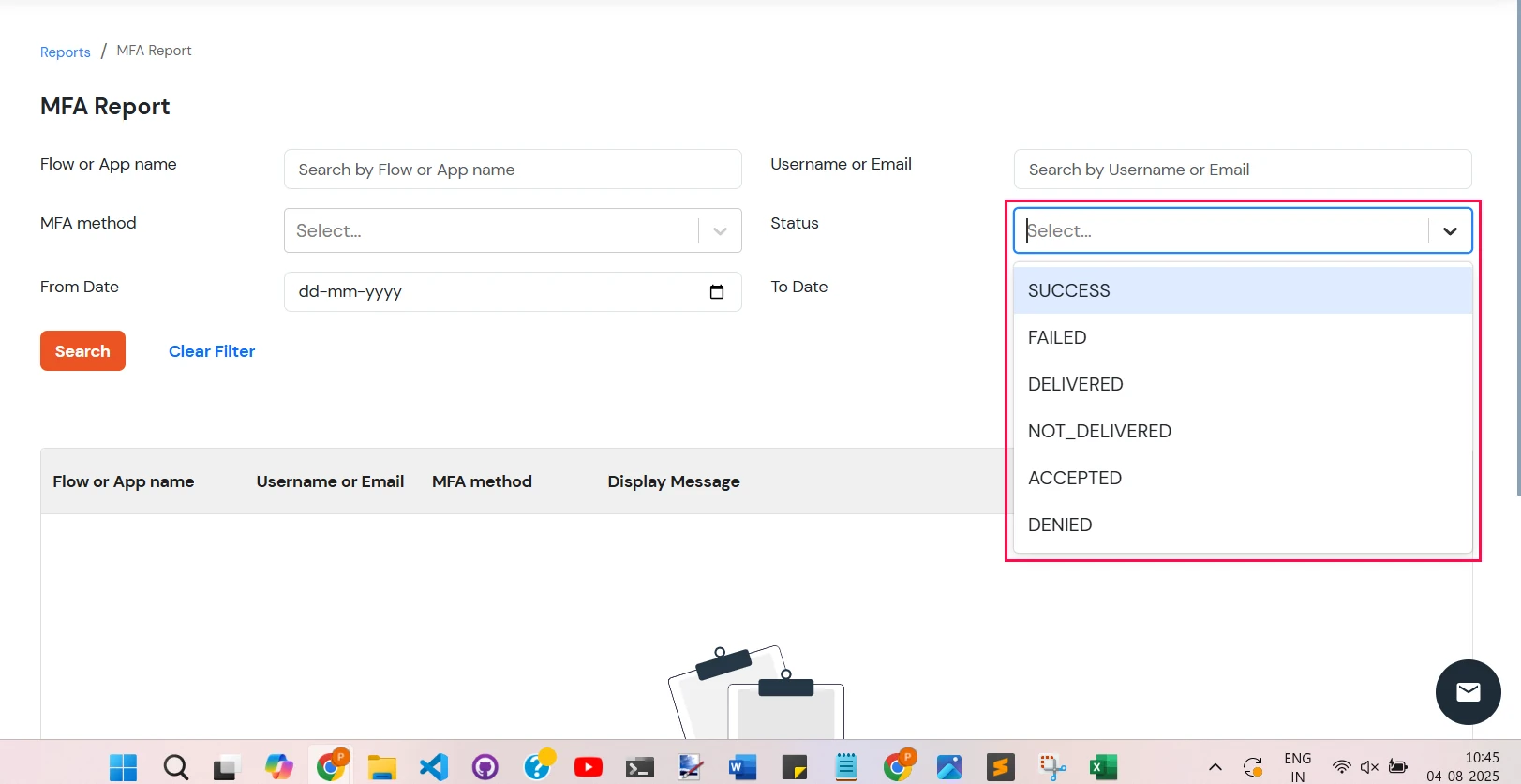 miniOrange Identity Platform Admin Handbook:  MFA Status