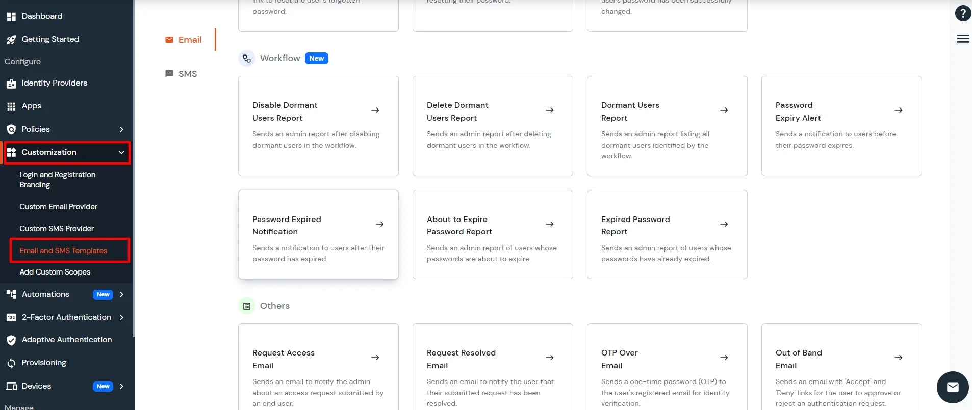 Navigate to Email Templates in Admin Handbook