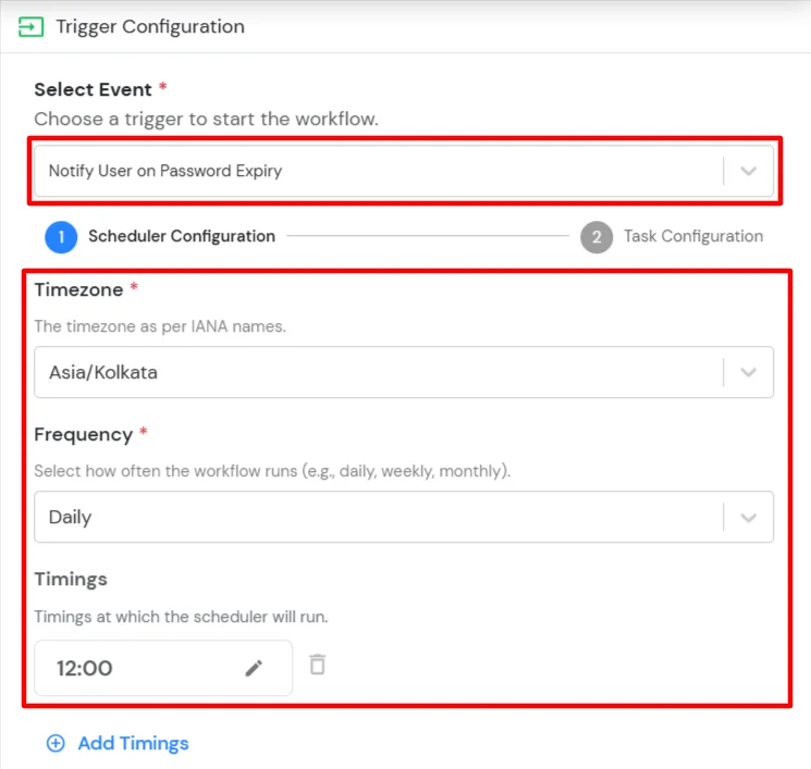 Configure Scheduler Trigger for Password Expiry Notification in Admin Handbook