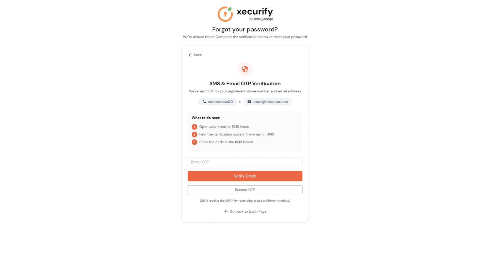 OTP over SMS or Email