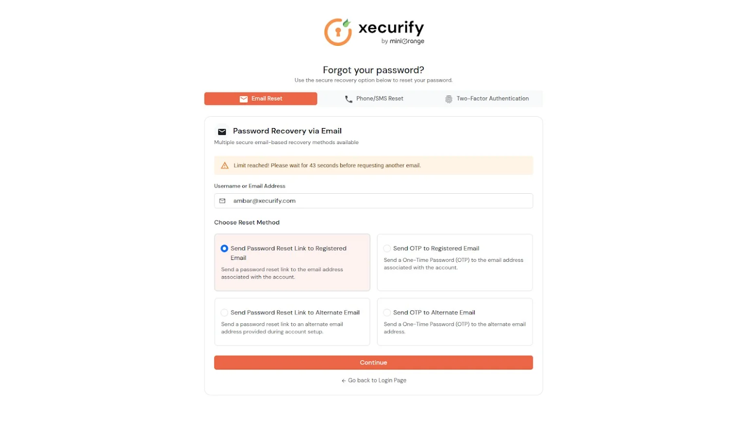 OTP verification for email reset