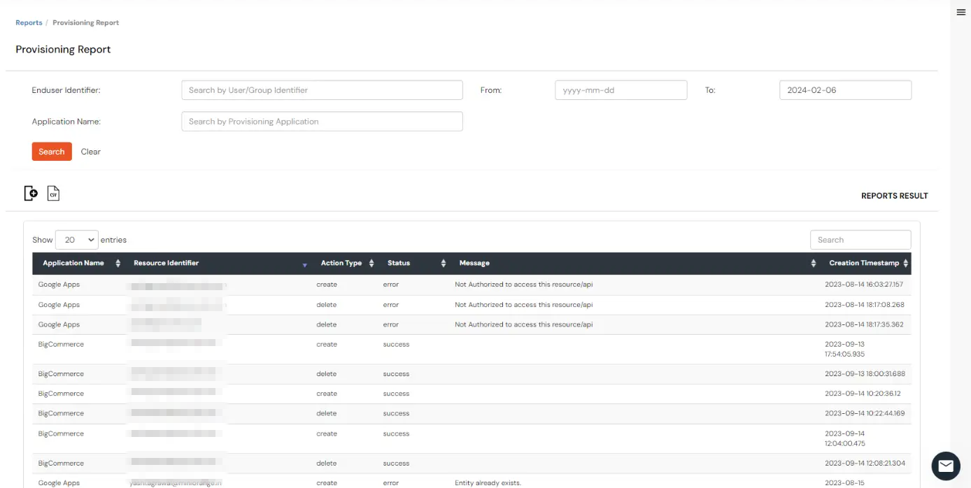 miniOrange Identity Platform Admin Handbook: Report Result