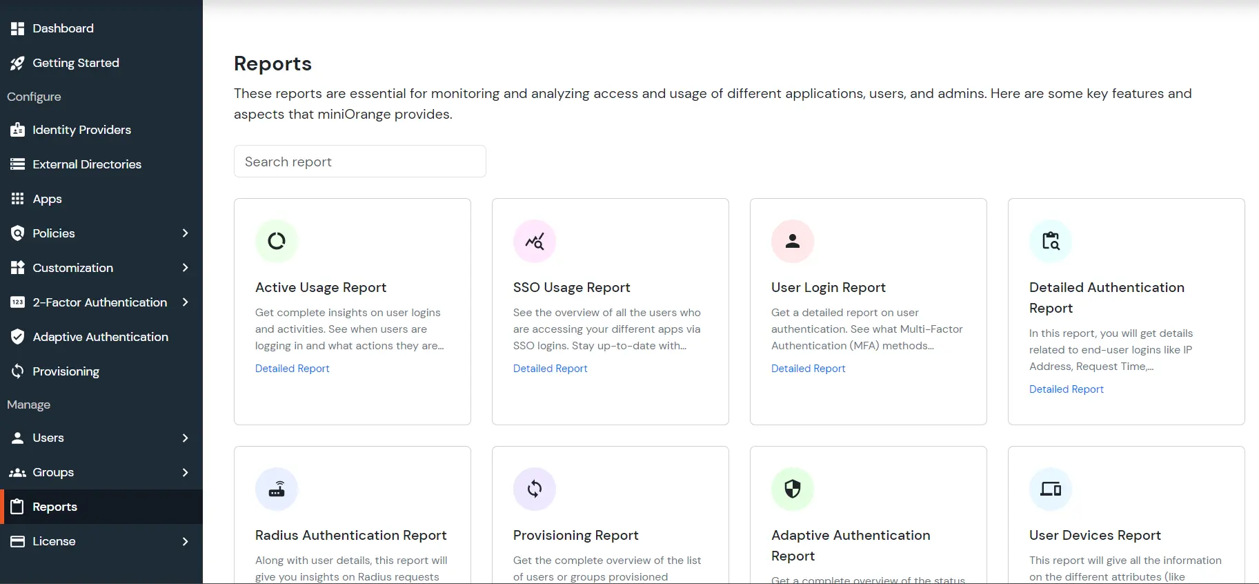 miniOrange Identity Platform Admin Handbook: Reports