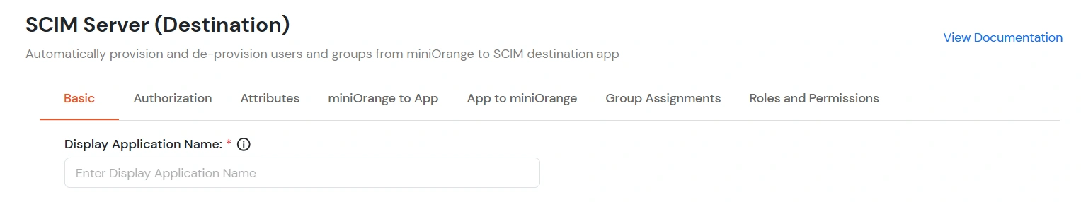 miniOrange Identity Platform Plattform-Administratorhandbuch: Scim Server Anzeigeanwendungsname