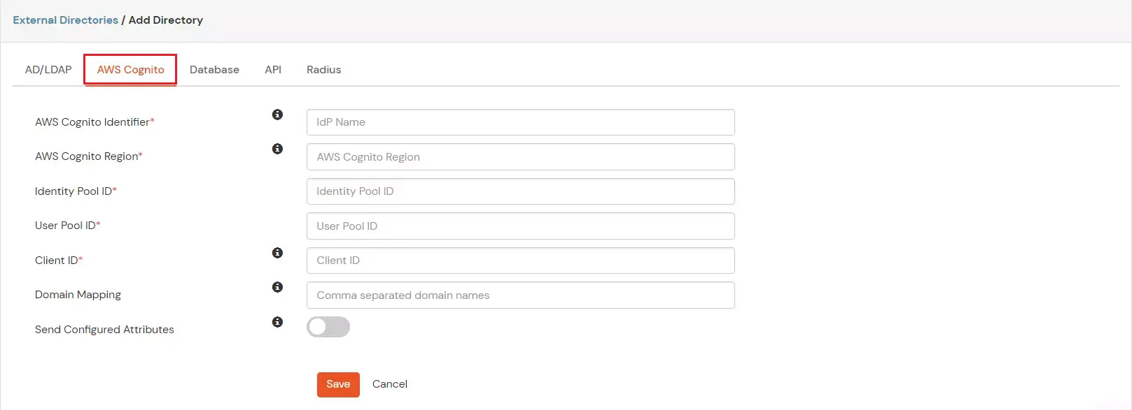 miniOrange Identity Platform Admin Handbook: Select AWS Cognito