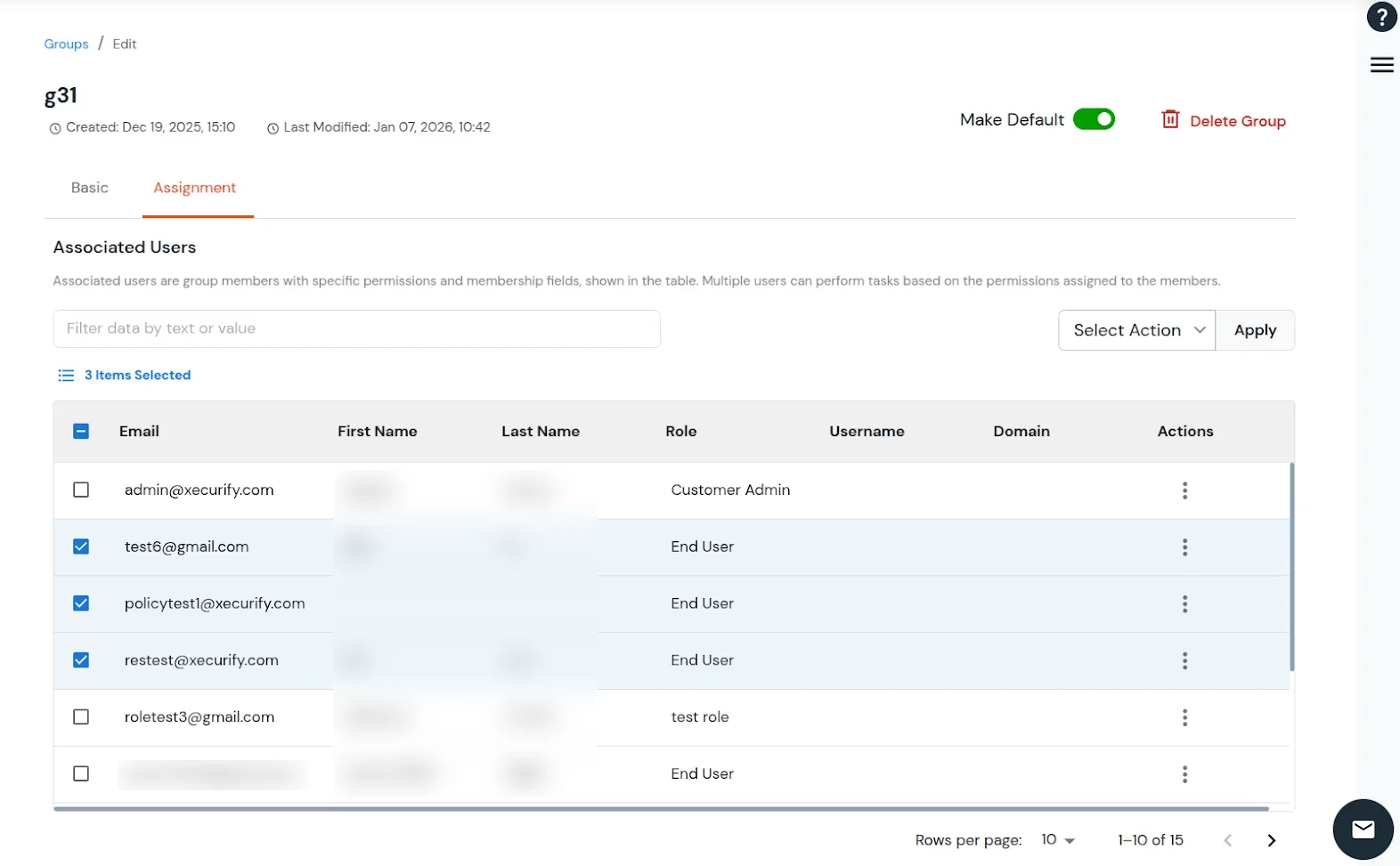 miniOrange Identity Platform Admin Handbook: Check users to remove