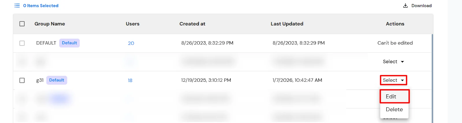 miniOrange Identity Platform Admin Handbook: Edit action for group