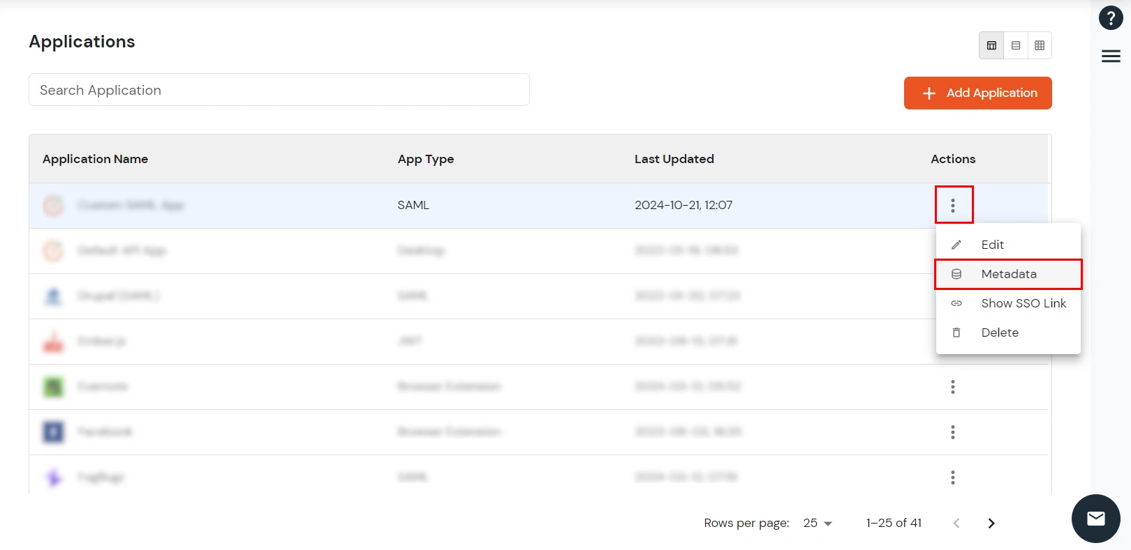 miniOrange Identity Platform Admin Handbook: select metadata