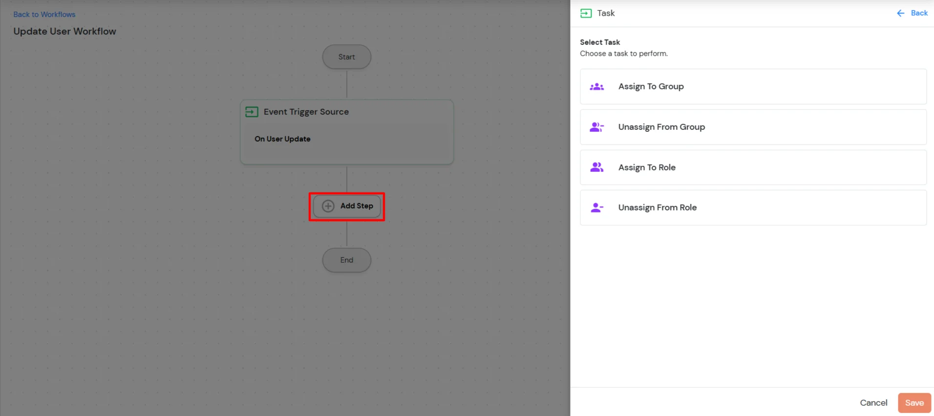 Click on Add Step button in Admin Handbook