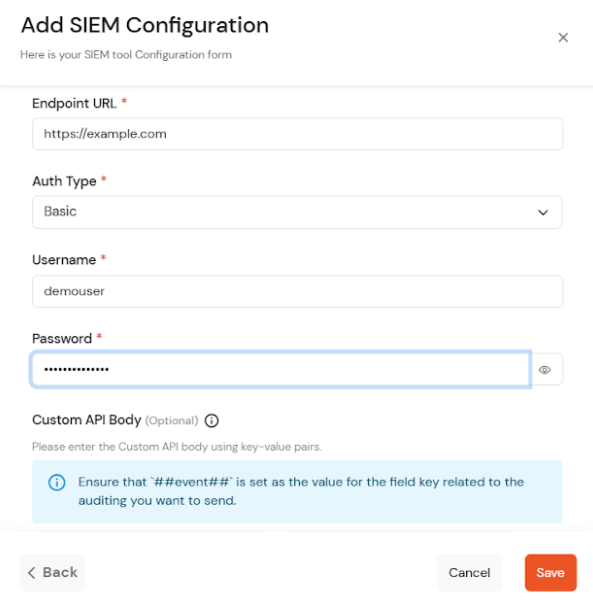 miniOrange Admin Handbook: siem configuration