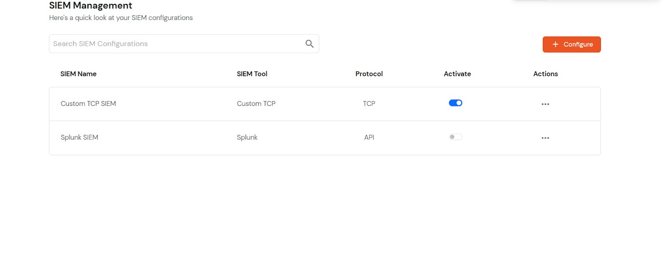 miniOrange Admin Handbook: siem-management-list