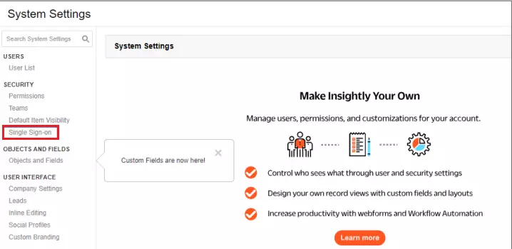 Insightly Single Sign On (SSO)