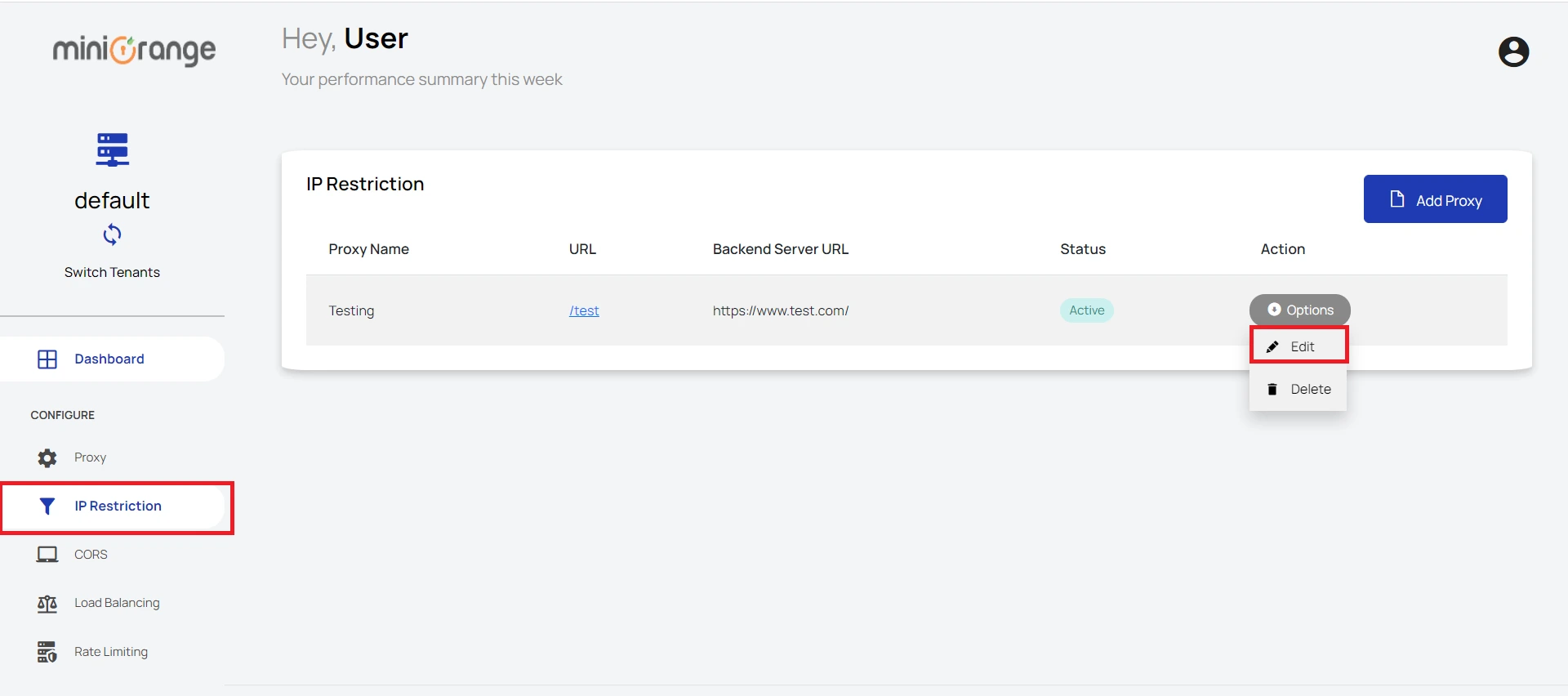 Edit IP Restriction