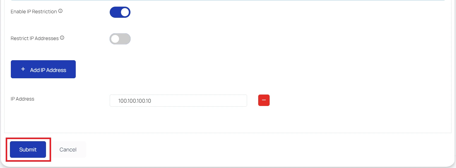 Submit IP Restriction