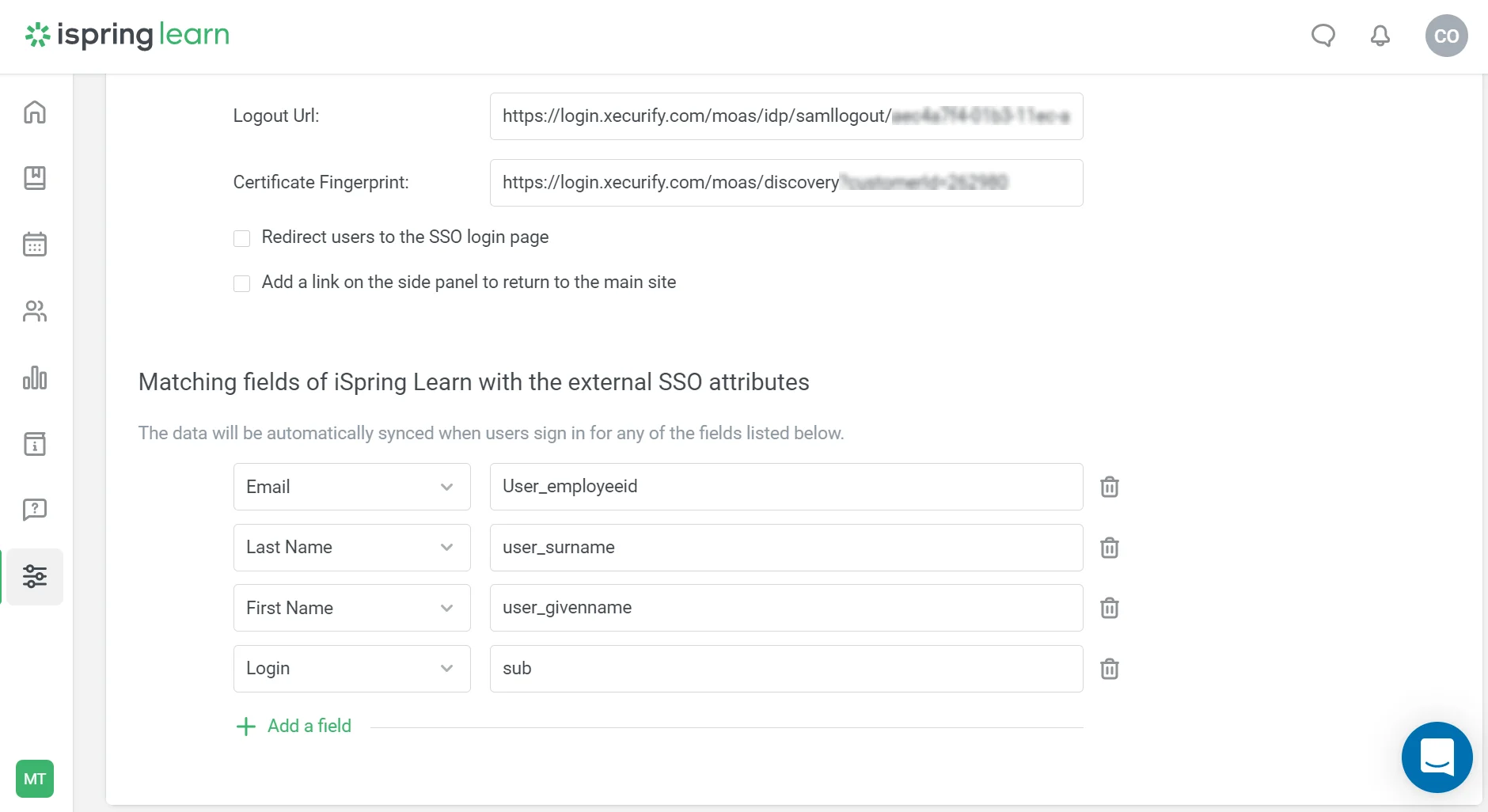 iSpring Single Sign On (sso) setup single sign-on