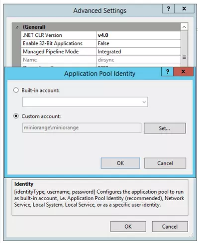 windows authentication for cloud apppool