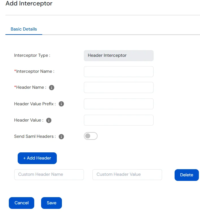 Setup miniOrange Access Gateway : Header Interceptor details