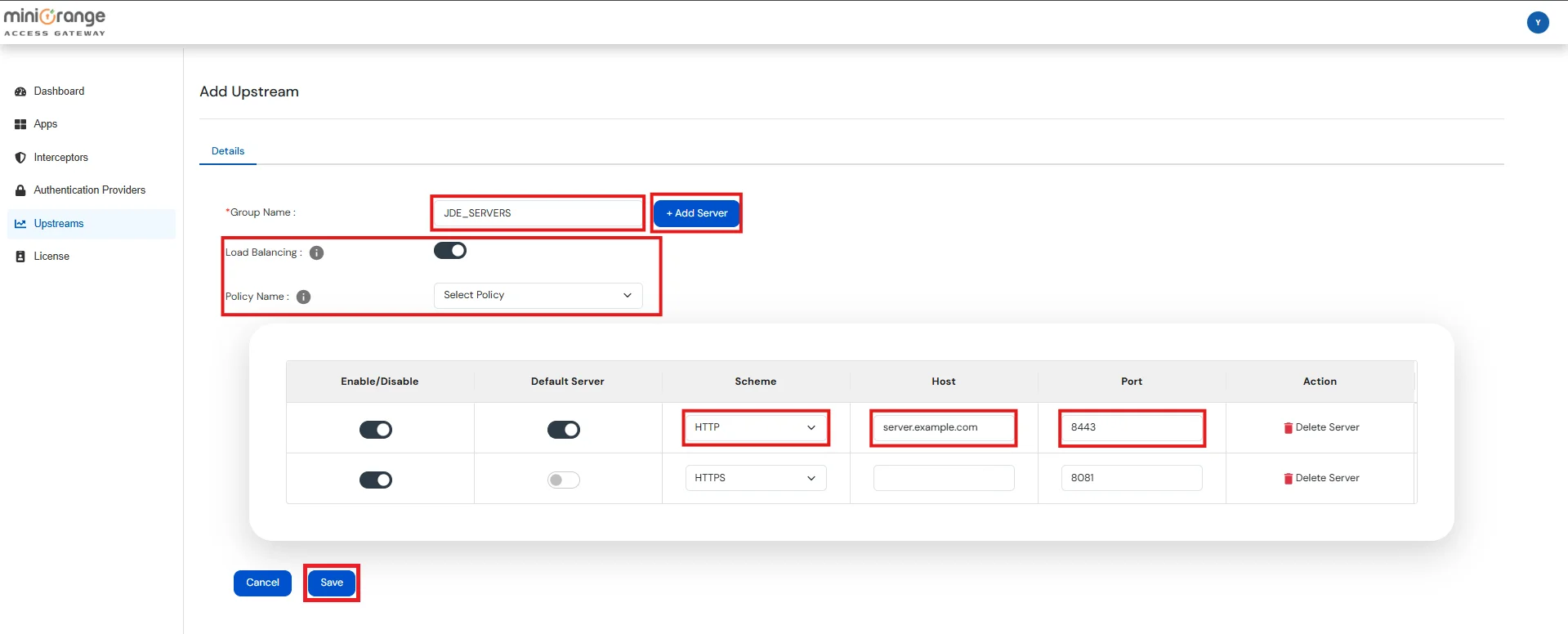 Setup JD Edwards via miniOrange access gateway