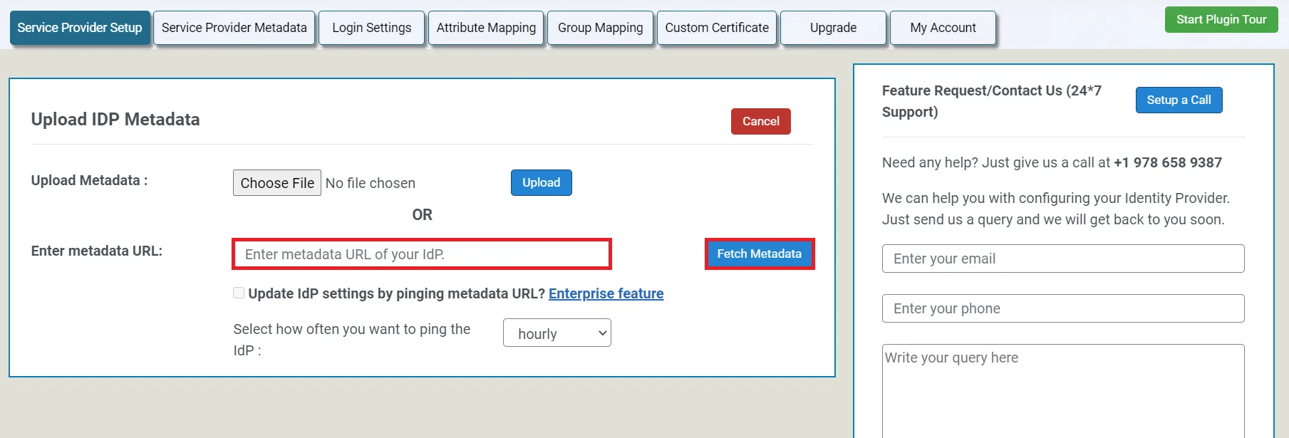 Joomla Single Sign On SSO SAML SP, Upload Metadata URL