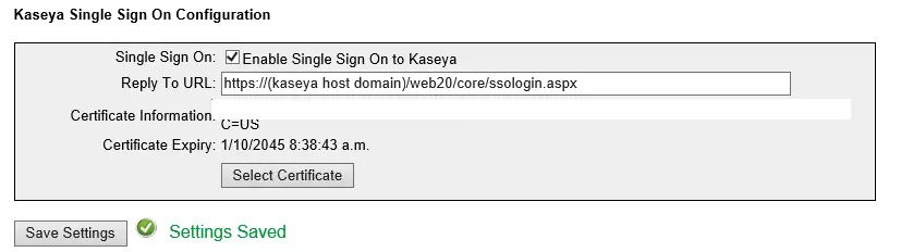 Kaseya Configuration