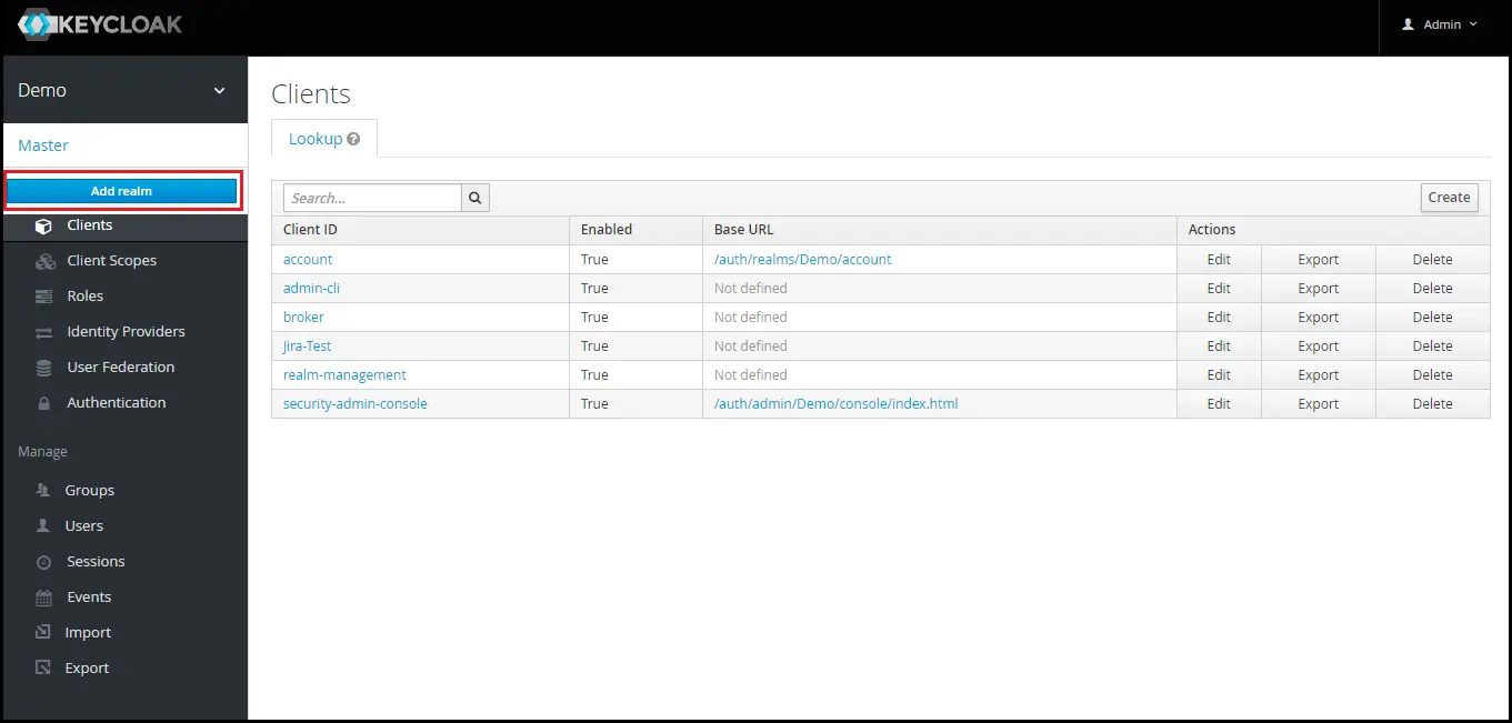 Keycloak as SAML IDP: Keycloak SSO(Add Realm)