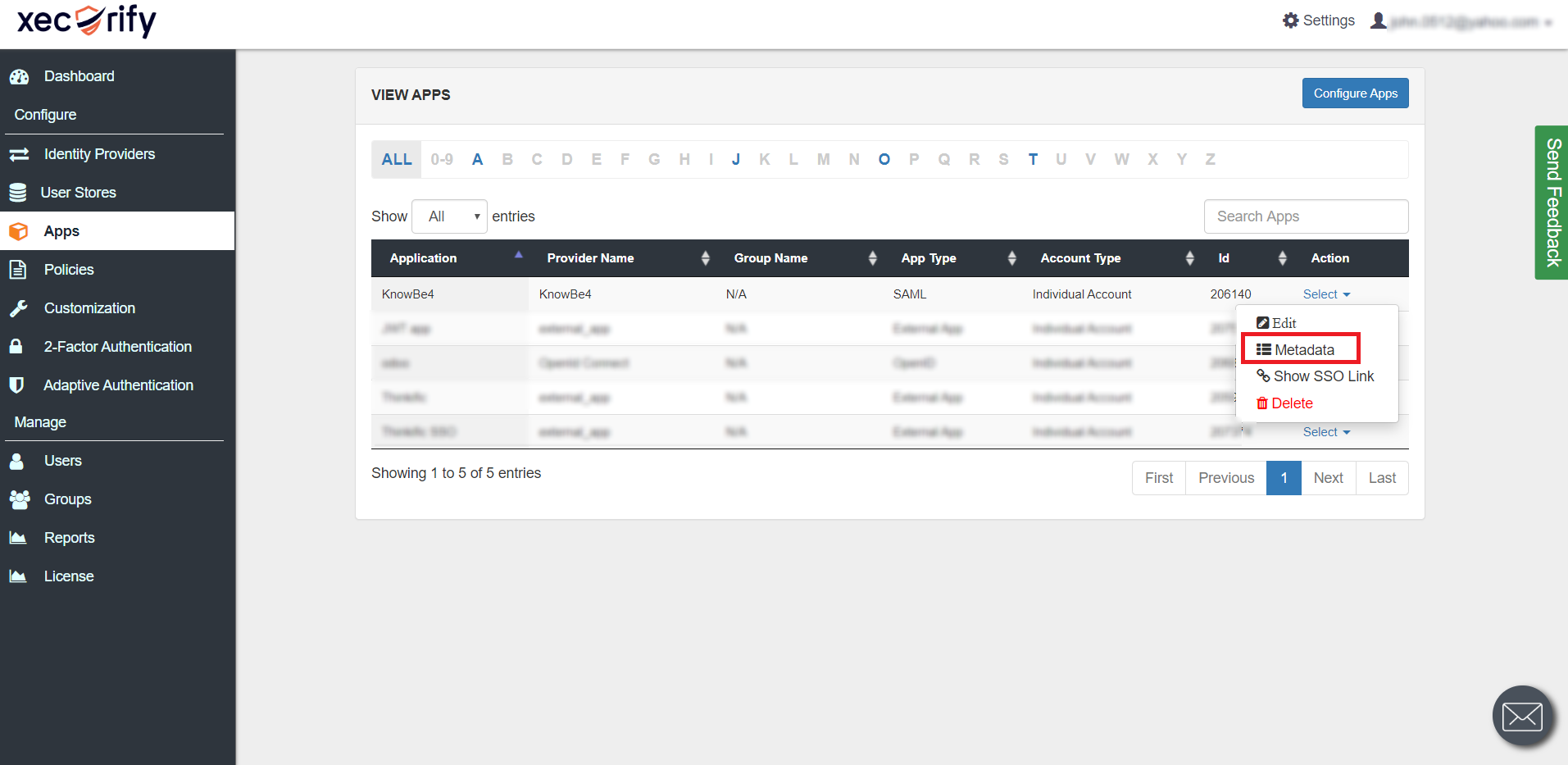 Knowbe4 Single Sign On (sso) metadata link