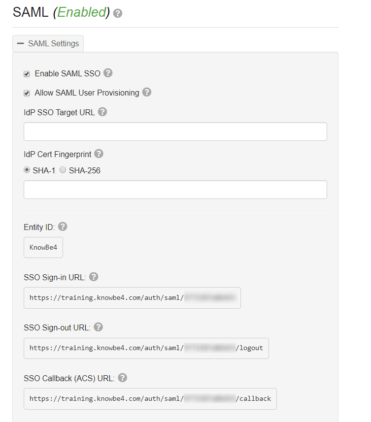 Knowbe4 Single Sign On (sso) saml settings