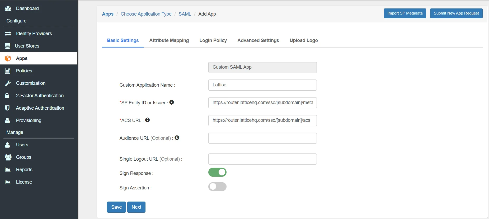 Lattice Single Sign On (sso) Add IDP