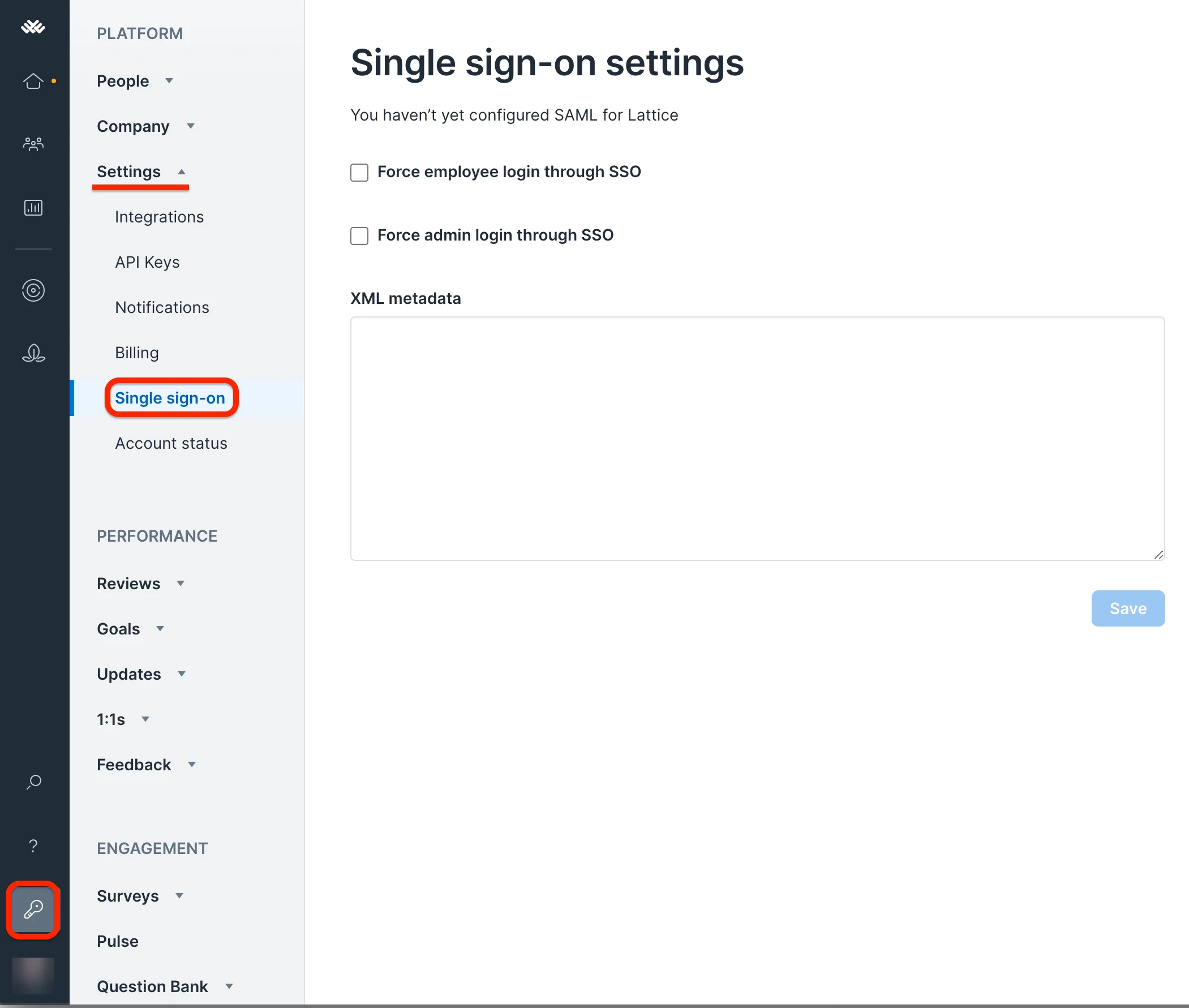 Lattice Single Sign On (sso) import metadata values