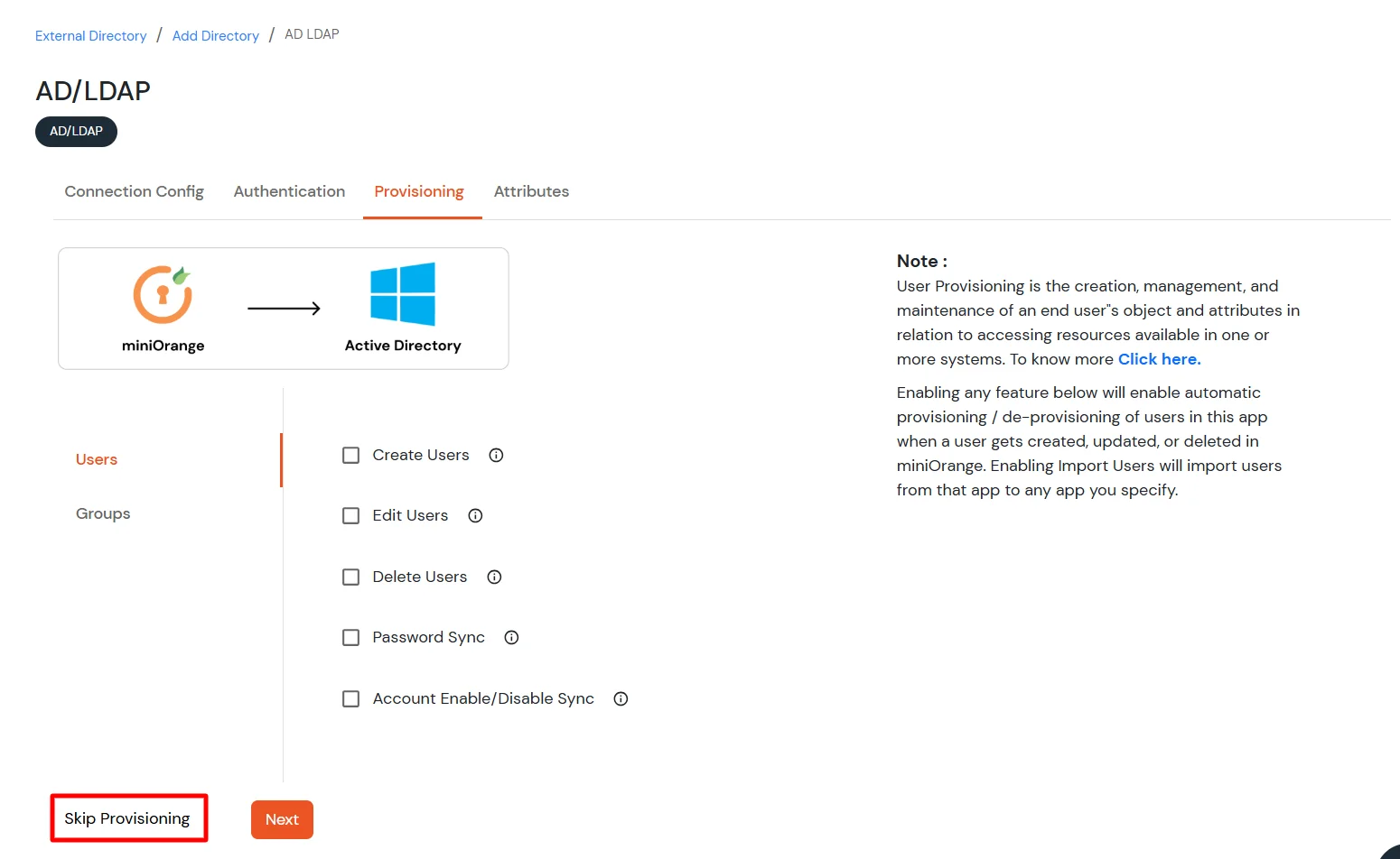 miniorange ldap sync configure AD/LDAP gateway user store in cloud