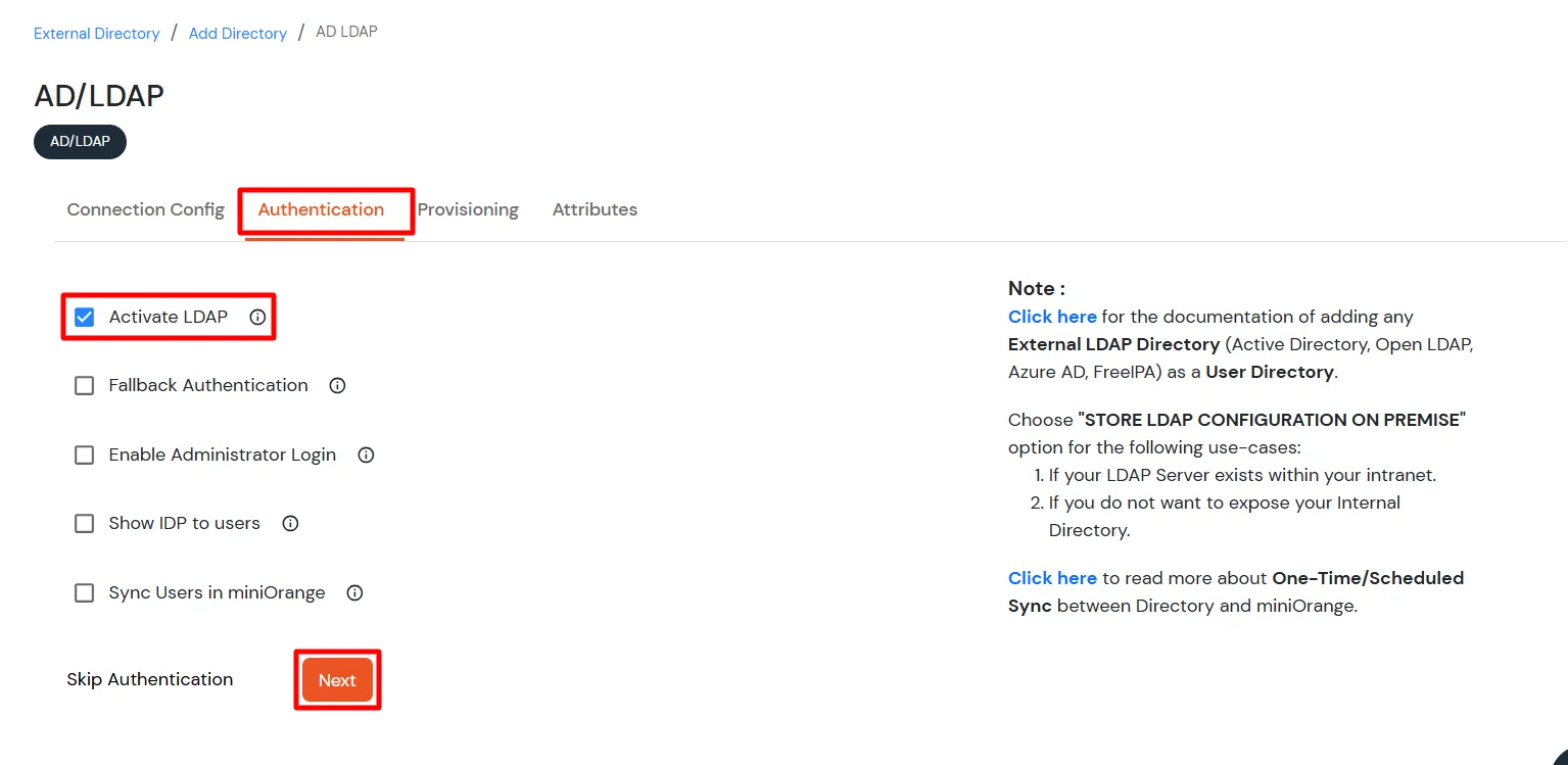 miniorange ldap sync configure AD/LDAP gateway user store in cloud