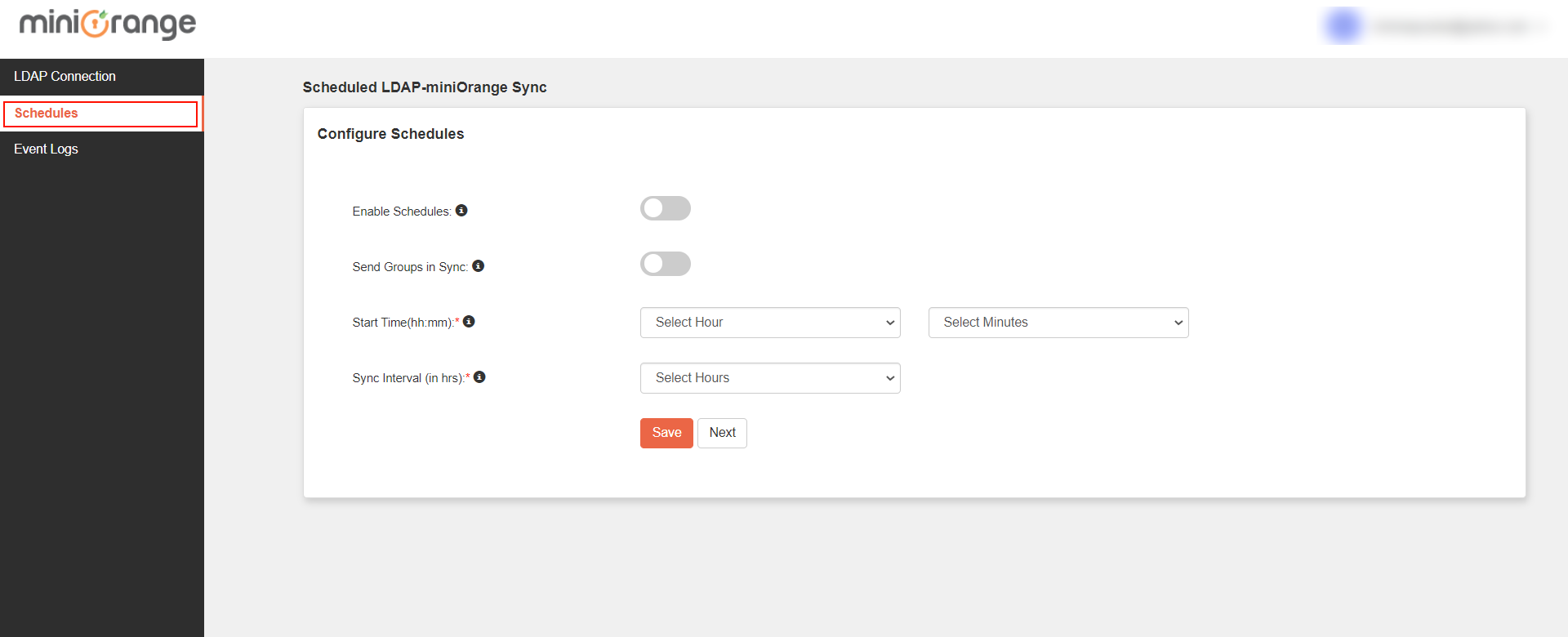 miniorange ldap gateway schedules configuration