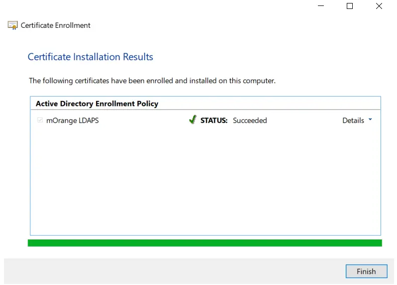 LDAPS on Windows Server enroll certificate successfully