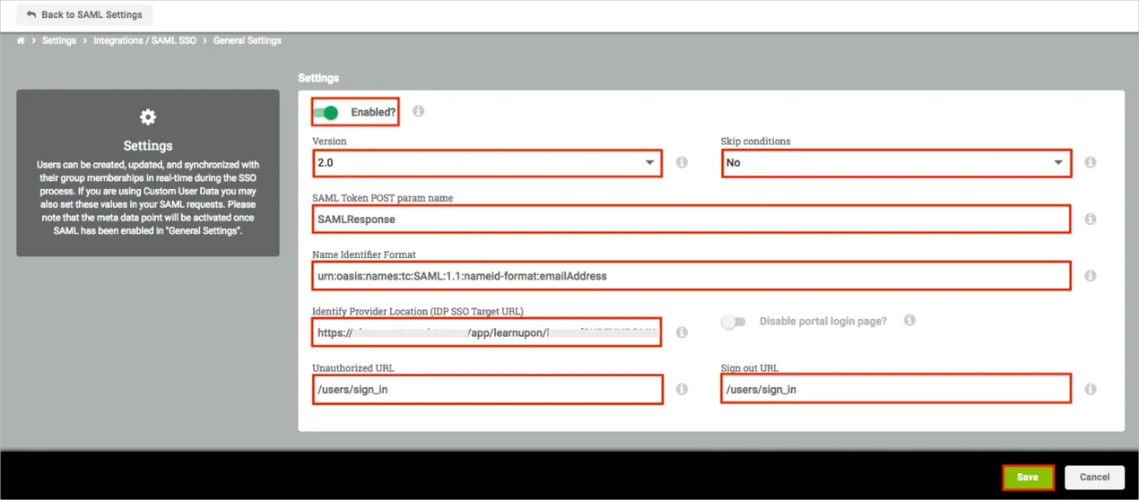 LearnUpon LMS SSO login using miniorange