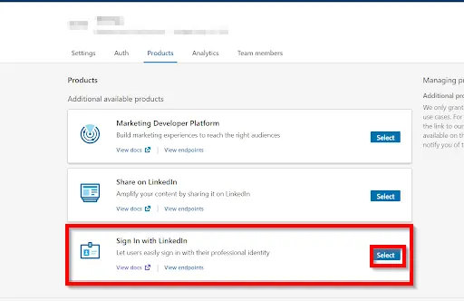 AngularSSO LinkedIn: Products section