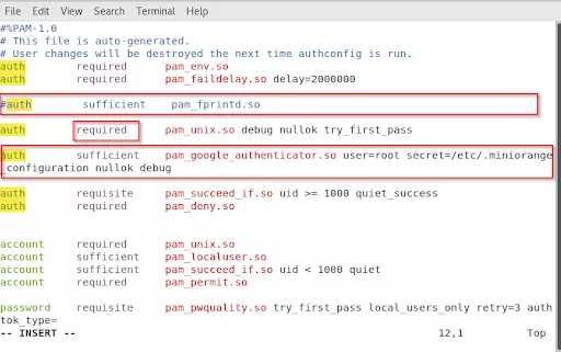 2fa ssh centos: Edit File