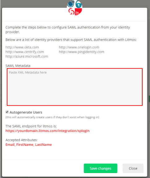 SAP Litmos Single Sign On (sso) add metadata content