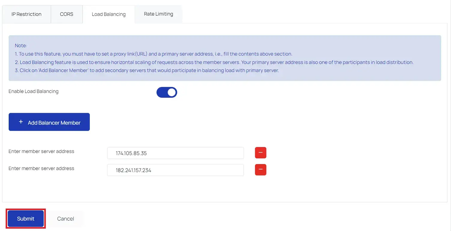 Load Balancing Reverse Proxy - Submit Load Balancing