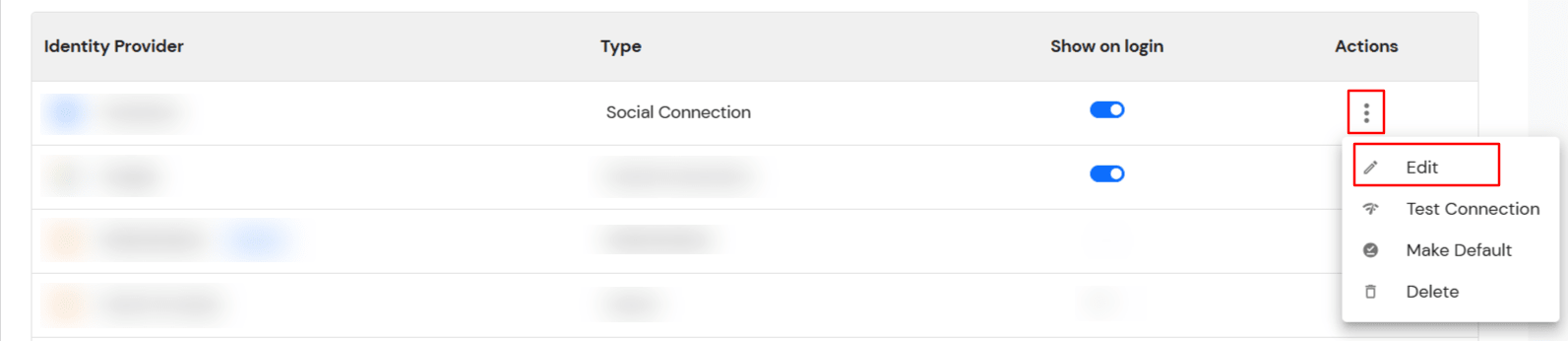 Facebook SSO : Edit Social Connection