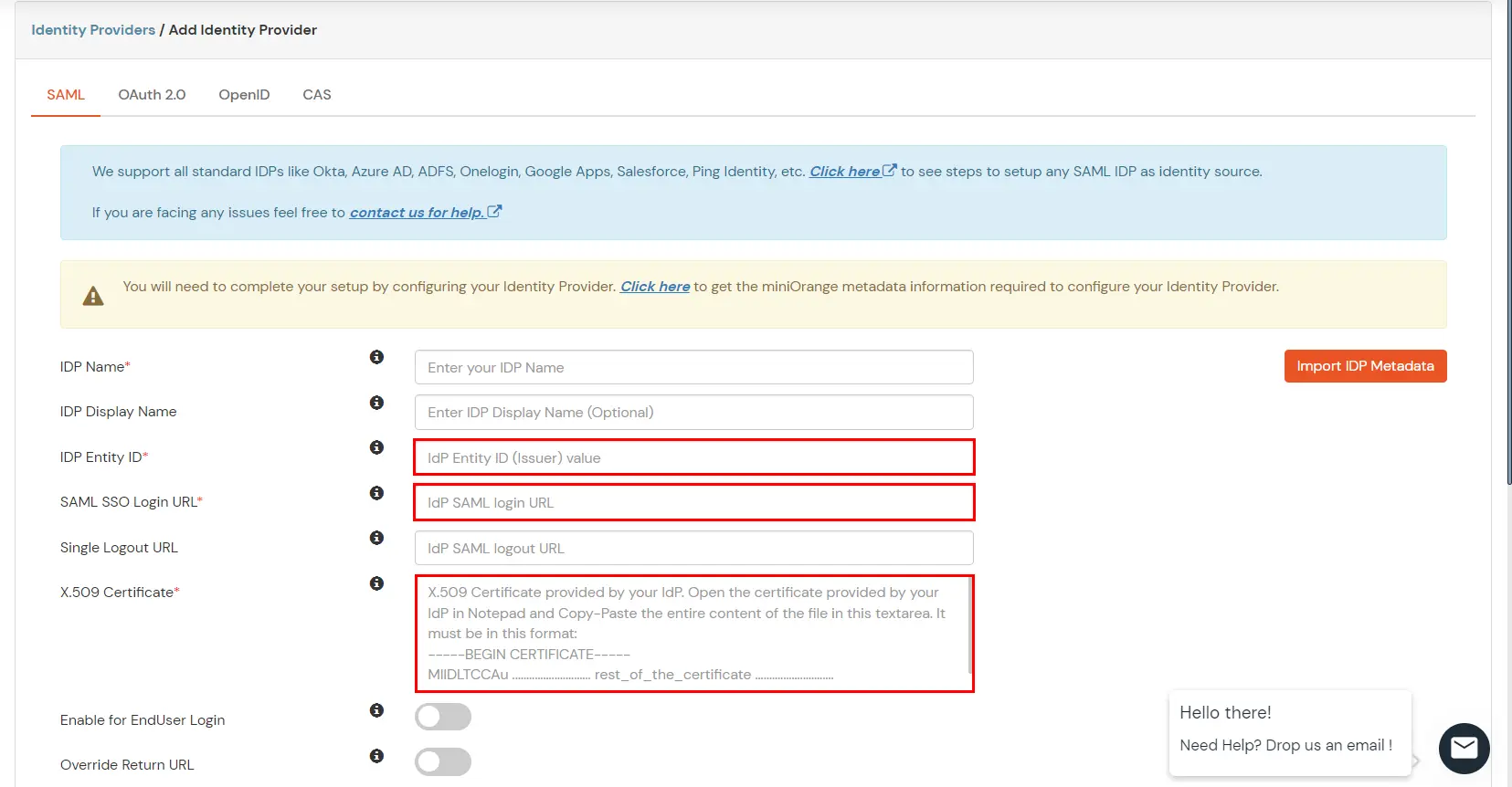 Login using Salesforce as IdP : SAML SSO Login URL and x.509 Certificate