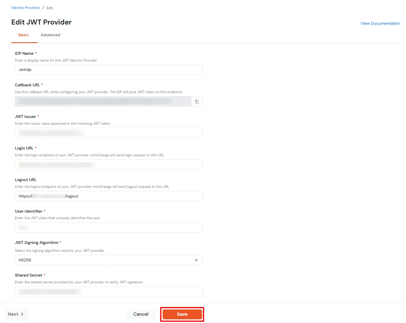 JWT IDP SSO: Logout URL