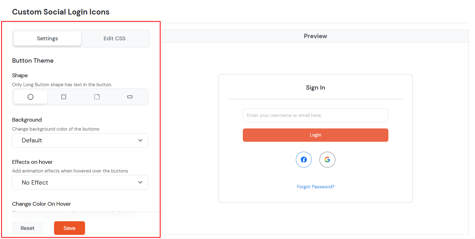 Facebook SSO : Modified Settings