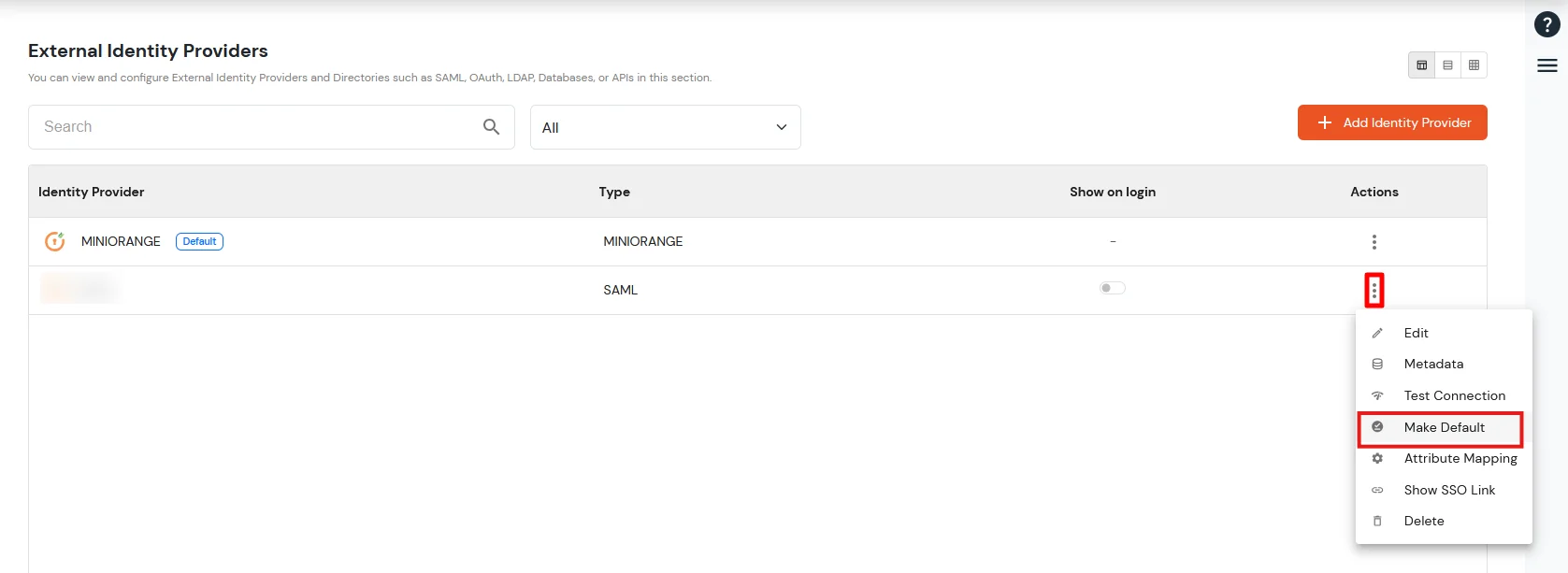 BigCommerce Okta as IDP: Select Make Default