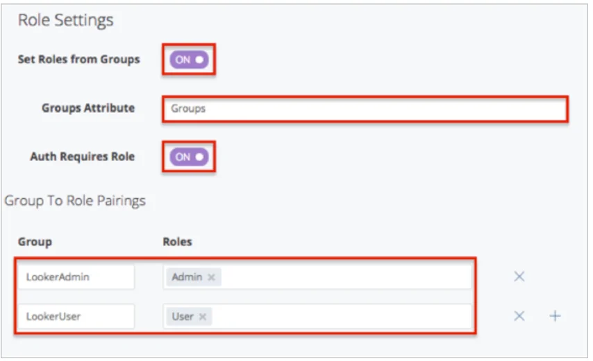 Looker Single Sign On (sso) Role group settings