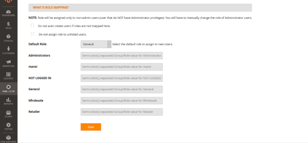 Magento single sign on (sso) mapping