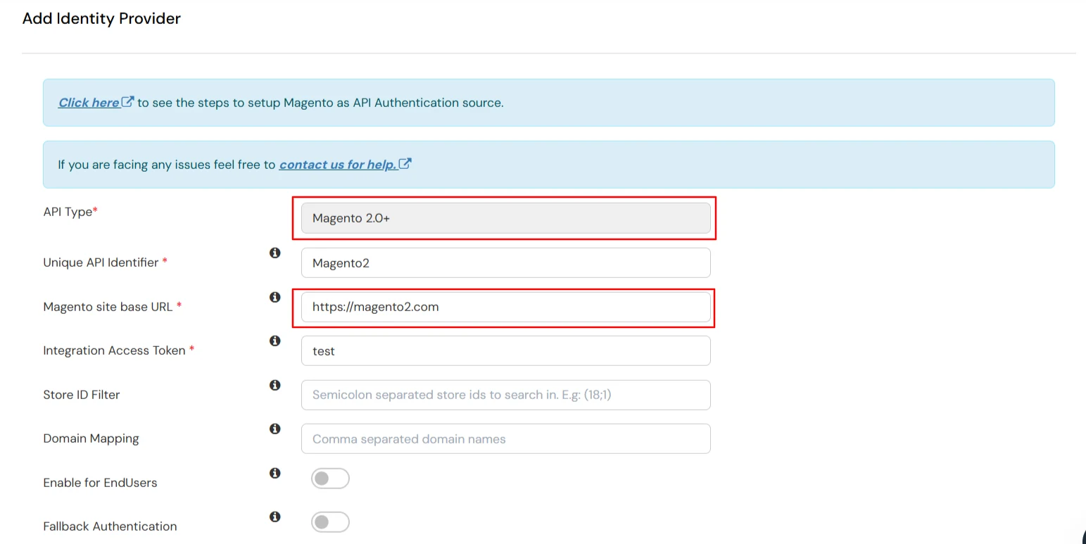 Add Directory using Magento Site Base URL & Access Token