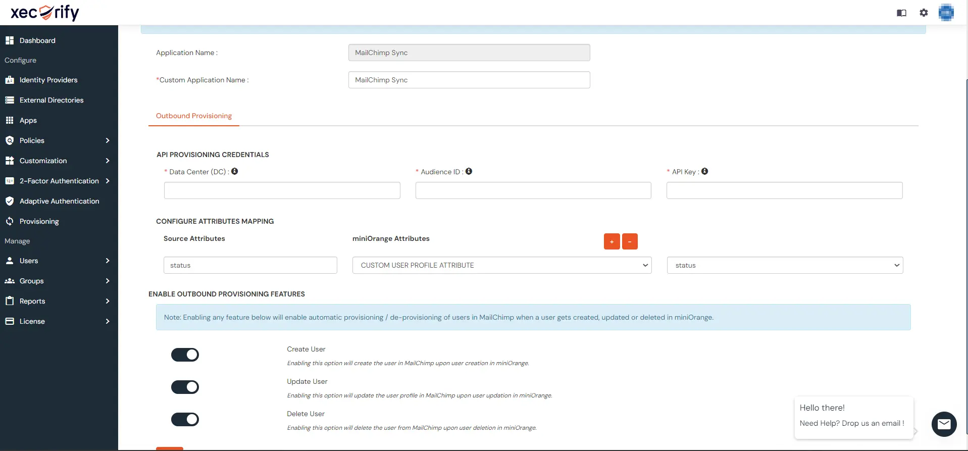 MailChimp Provisioning : Enter API Key